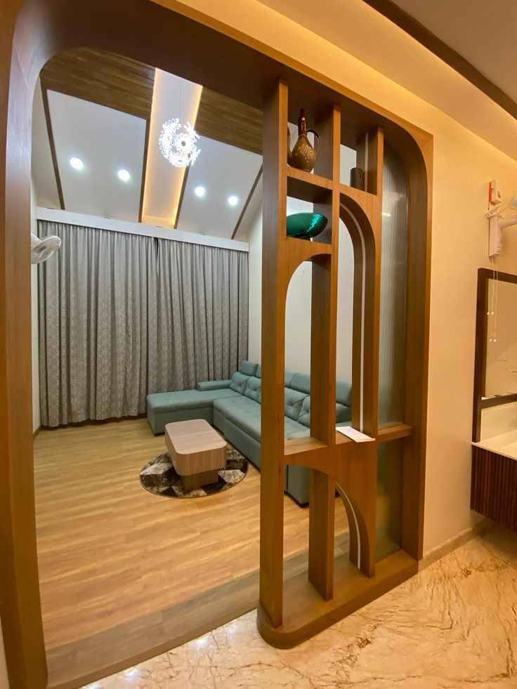 Wooden Console Partition with Decorative Bronze Oval Panels and Open Living Room Divider | Kanchipuram  image 2