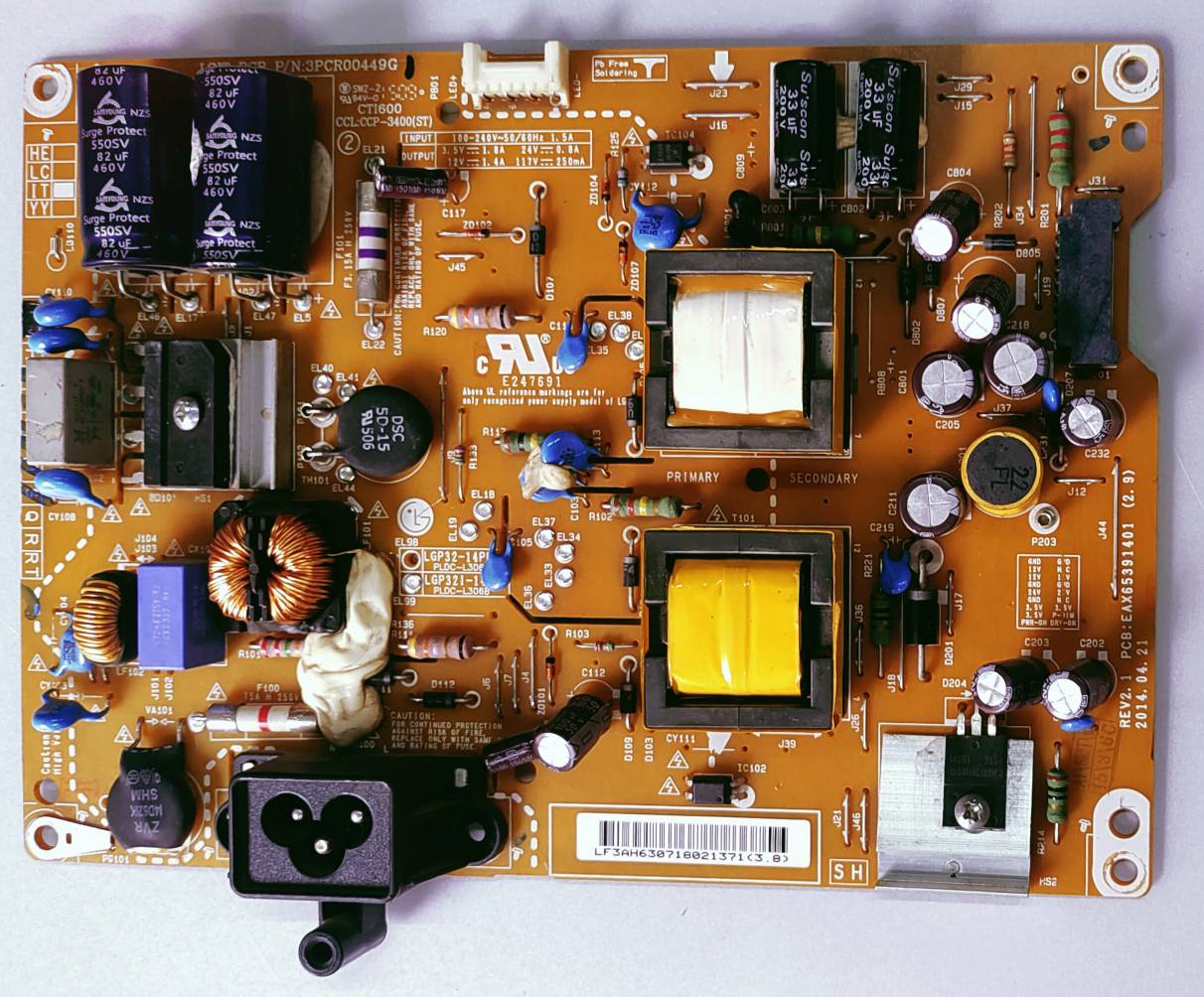LG LED TV 32LB620B-TA Power Supply Board, LG LED TV 32LB620B-TA Smps Board, LG LED TV 32LB620B-TA Power Supply PCB Board, #wb48 image 3