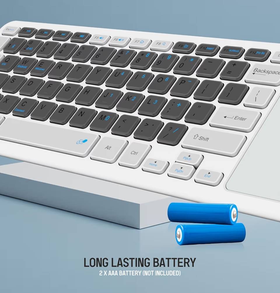 Zebion G3200 Padfusion Wireless Keyboard with Inbuilt Mouse Pad | Dual Connectivity (Bluetooth + USB Dongle) | Compatible with Android, Windows & Mac | Slim White Design | 12-Month Warranty image 6