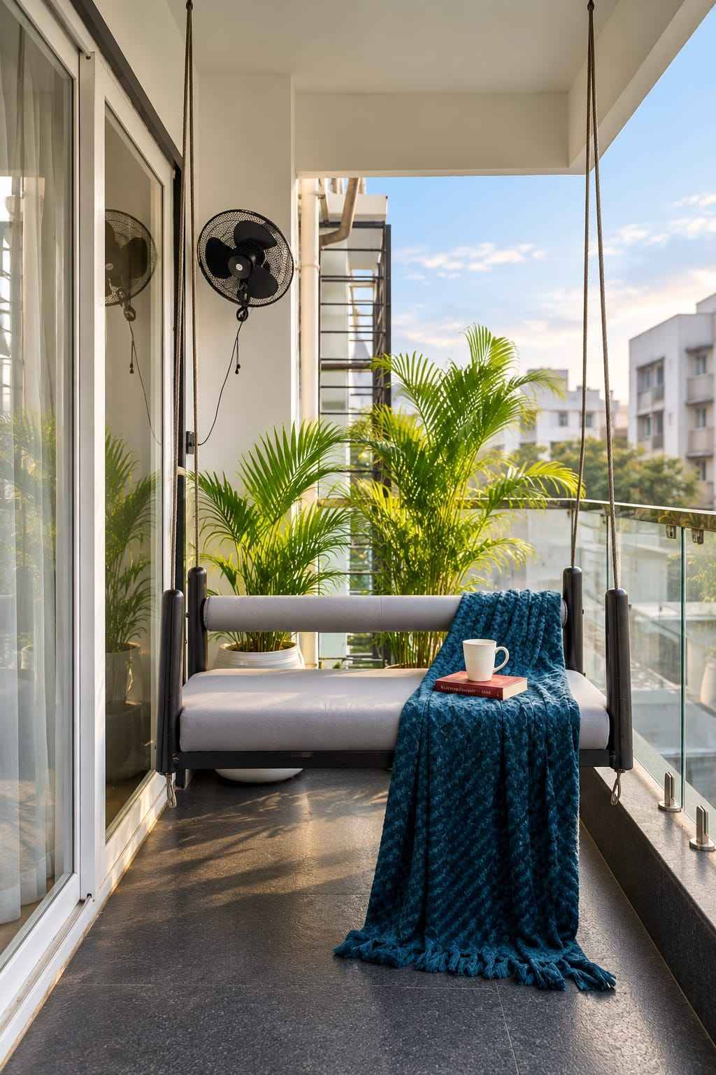 Bohemian Balcony Swing Design with Sunset City View | Velachery
image 3