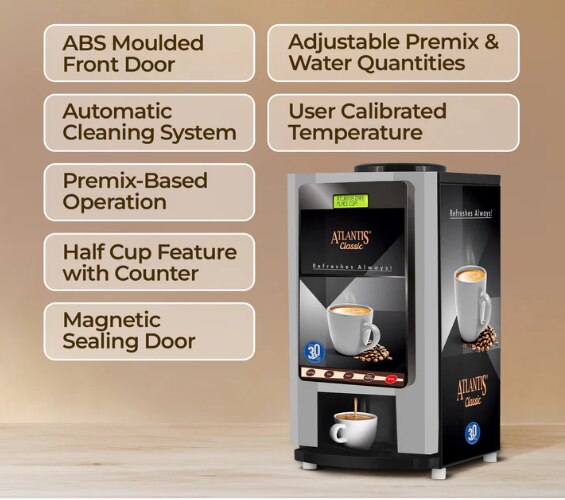 ATLANTIS CLASSIC - 2 Lane Tea-Coffee Vending Machine - 3 Ltrs hot Tank

 image 2