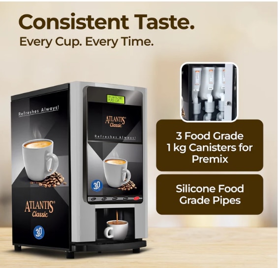 ATLANTIS CLASSIC - 3 Lane Tea and Coffee Vending Machine 3 Ltrs hot Tank
image 3