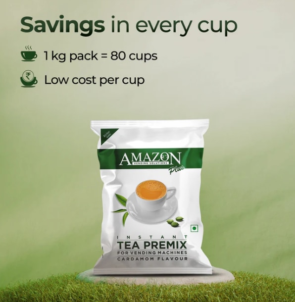 AMAZON Plus 3-in-1 Cardamom Tea Premix – Bold Elaichi Flavour | For Vending Machines | Just Add Hot Water – No Milk or Sugar Needed image 4