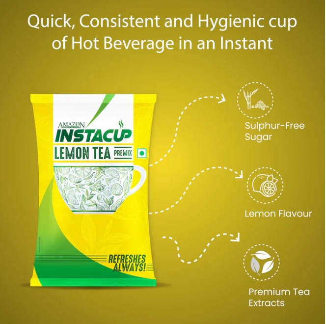 AMAZON Instacup Lemon Tea Premix – Refreshing & Tangy | Instant Hot Drink for Vending Machines – Just Add Water image 4