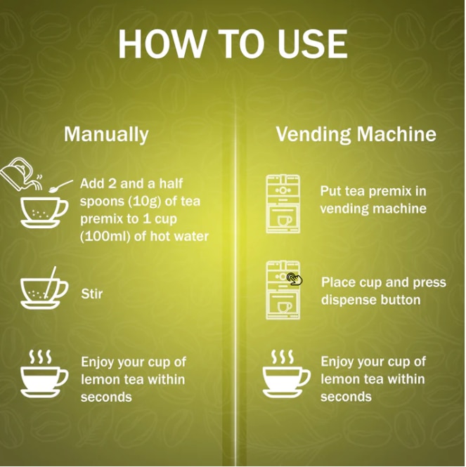AMAZON Instacup Lemon Tea Premix – Refreshing & Tangy | Instant Hot Drink for Vending Machines – Just Add Water image 2