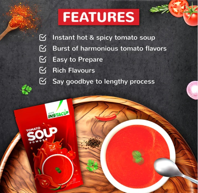 ATLANTIS INSTACUP Hot & Spicy Tomato Soup Premix | 500g | designed for Making Soup in a Vending Machine image 2