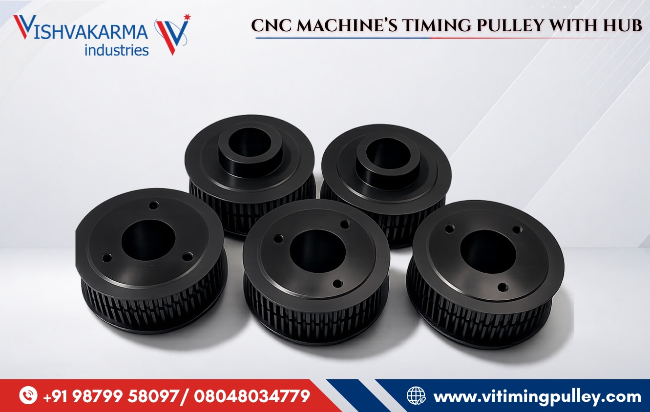 CNC MACHINE TIMING PULLEY WITH HUB image 2
