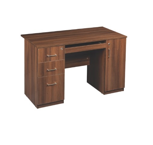Classic Wooden Office Computer Desk with Integrated Storage image 2