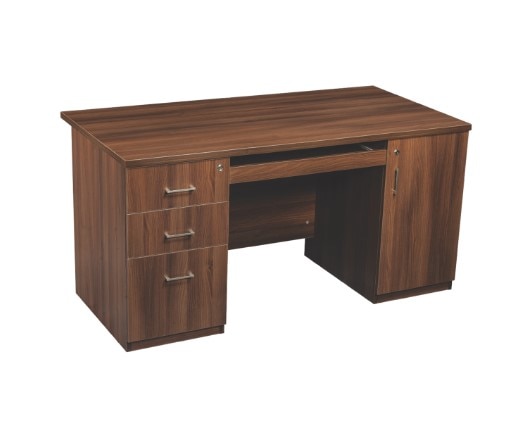 Classic Wooden Office Computer Desk with Integrated Storage image 5