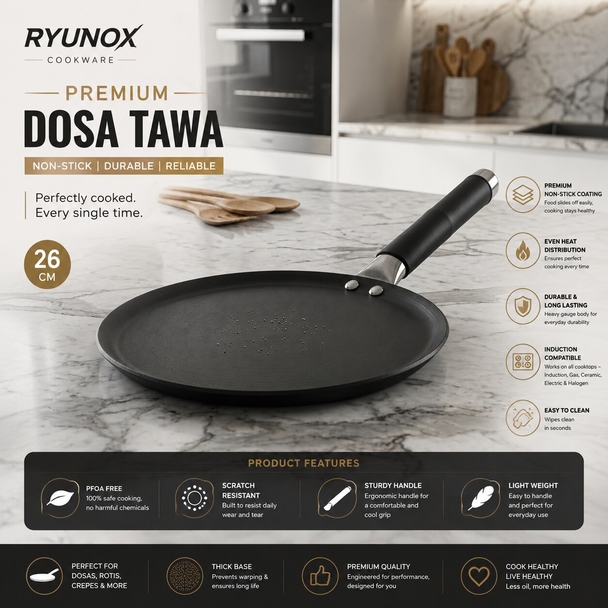 Daachi Enamel Coated Black Dosa Tawa image 2