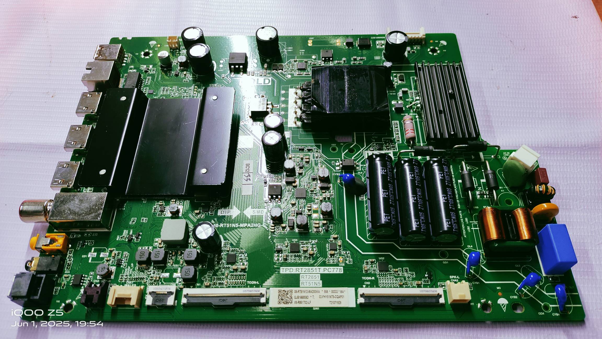 TCL/IFFALCON ANDROID MAIN BOARD, MOTHER BOARD, COMBO BOARD, TPD. RT 2851T.PC778 RT2851 RT51N5 , #WB010 image 3