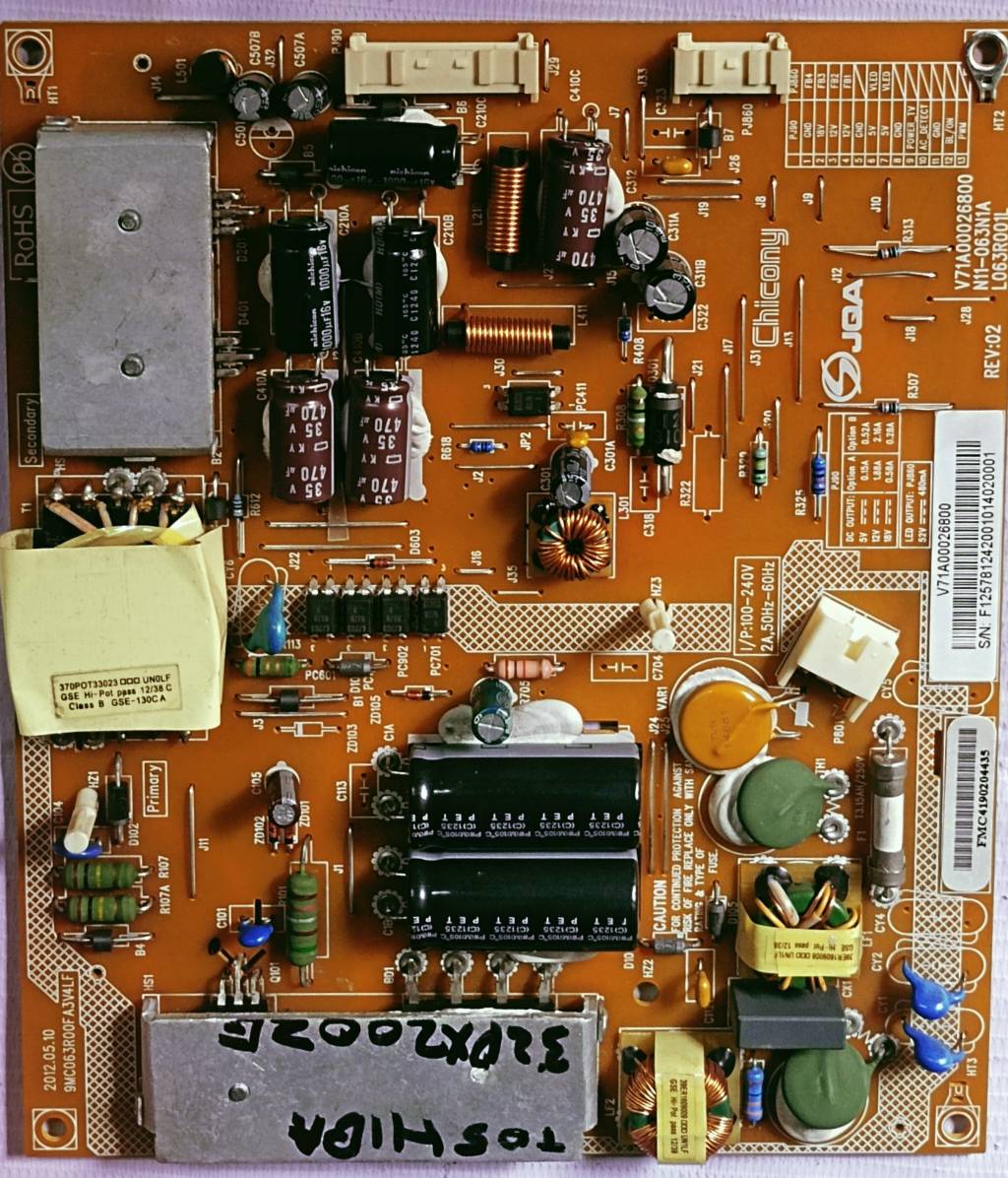 TOSHIBA 32PX200ZE POWER SUPPLY BOARD, SMPS BOARD #wb29 image 3
