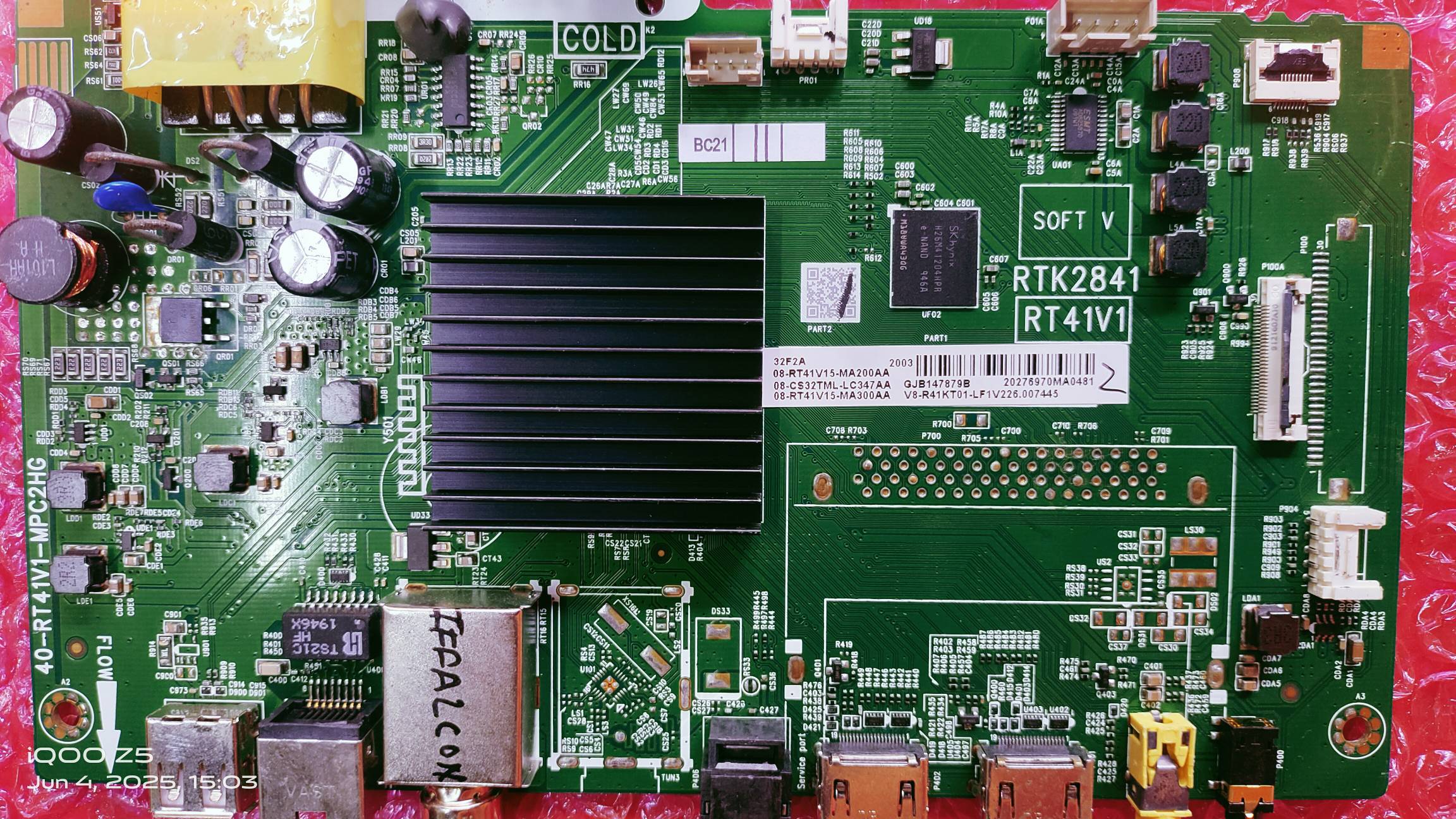 TCL/IFFALCON 32F2A ANDROID MAIN BOARD, ANDROID COMBO BOARD, ANDROID MOTHER BOARD, #WB15 image 3