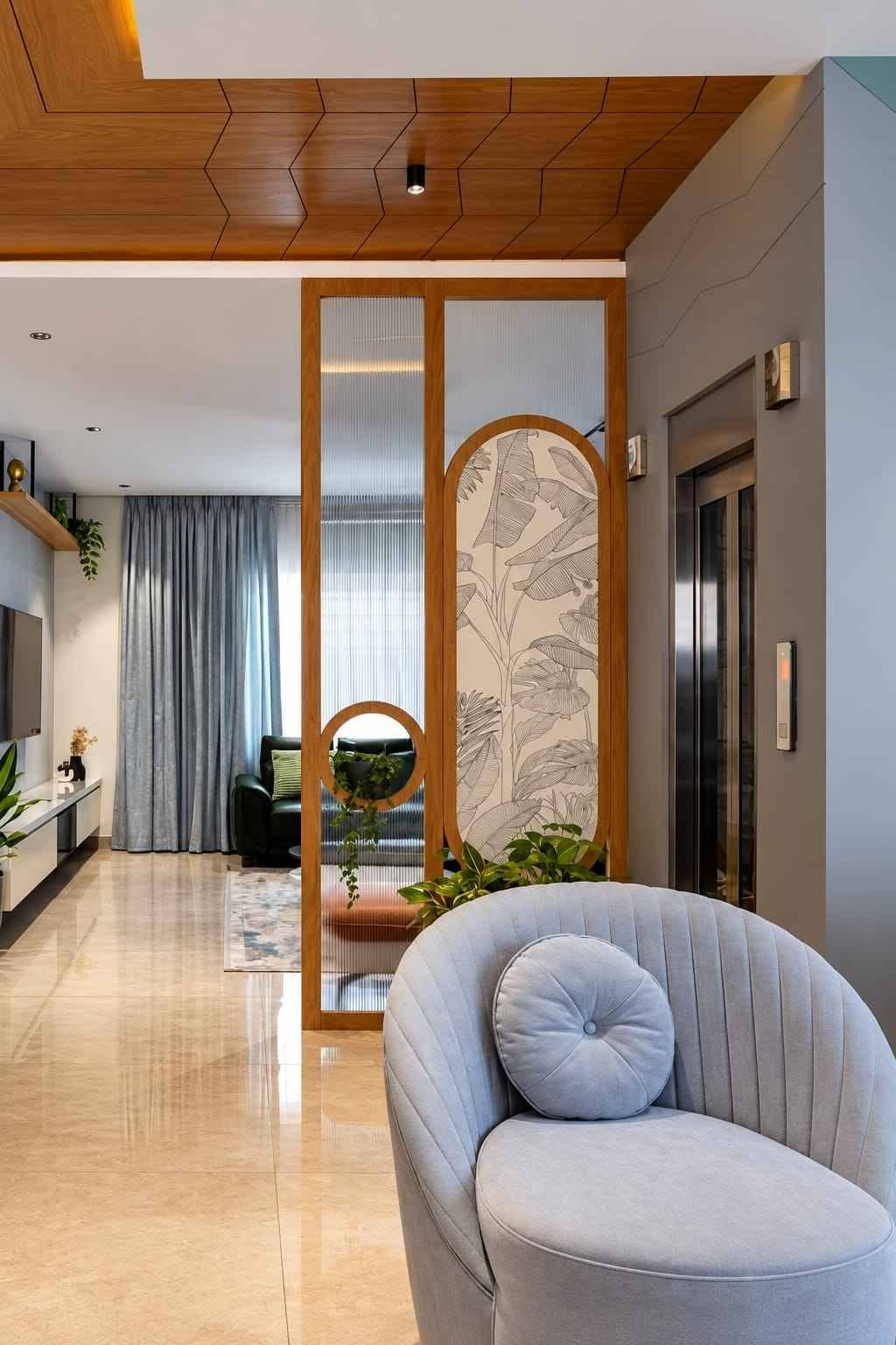 Wooden Decorative Partition with Textured Panels | Anna Nagar image 3