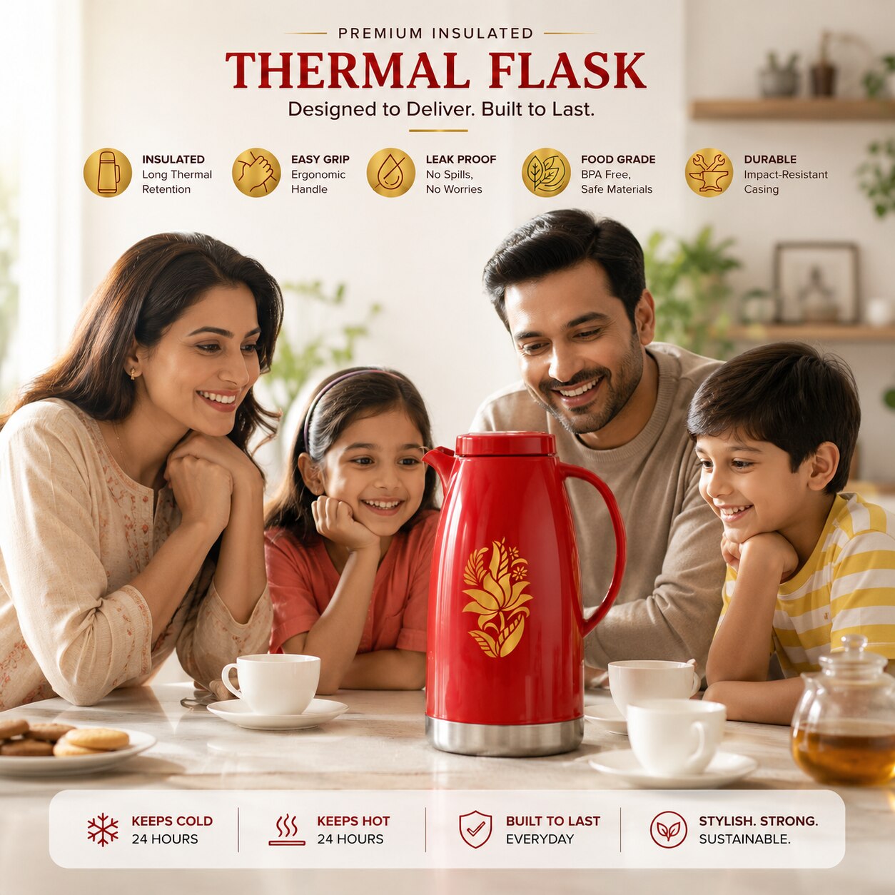 Red SS Vacuum Flask image 2