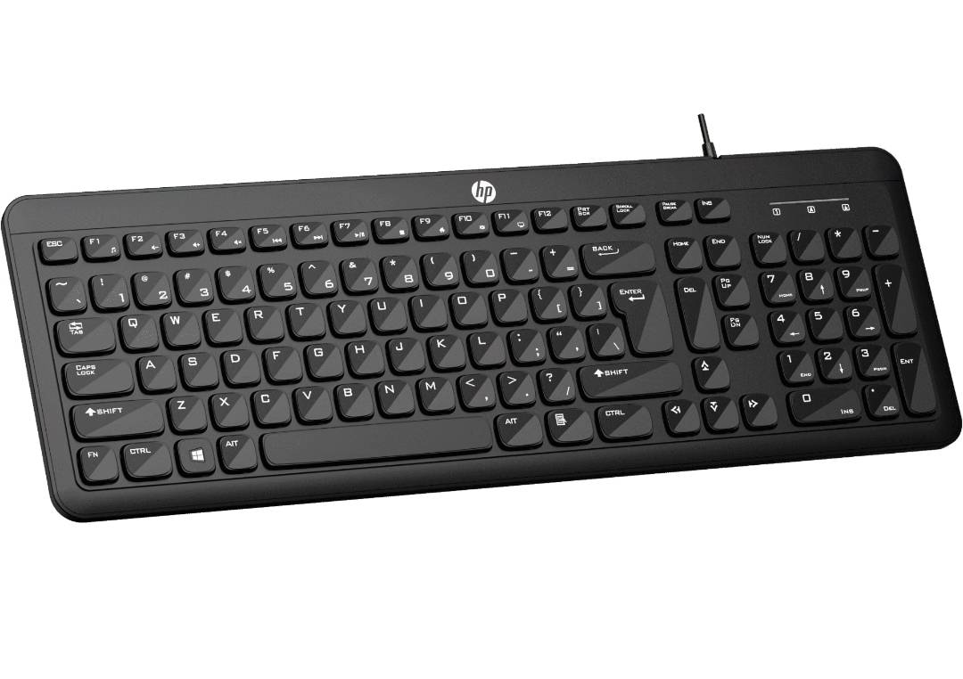 HP K160 Wired Keyboard with USB Connectivity, Spill-Resistant Design, Adjustable Height & Full-Size Layout (Black) image 3
