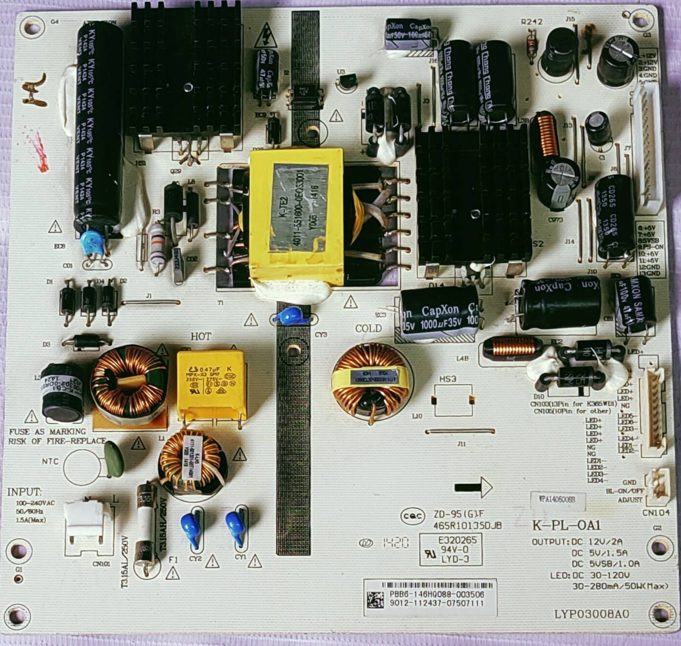 INTEX 40" POWER SUPPLY BOARD, SMPS BOARD, #wb29 image 2