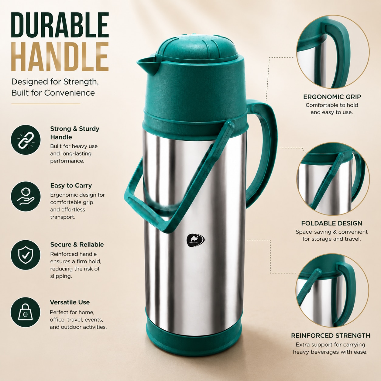 White Stainless Steel Vacuum Flask image 5
