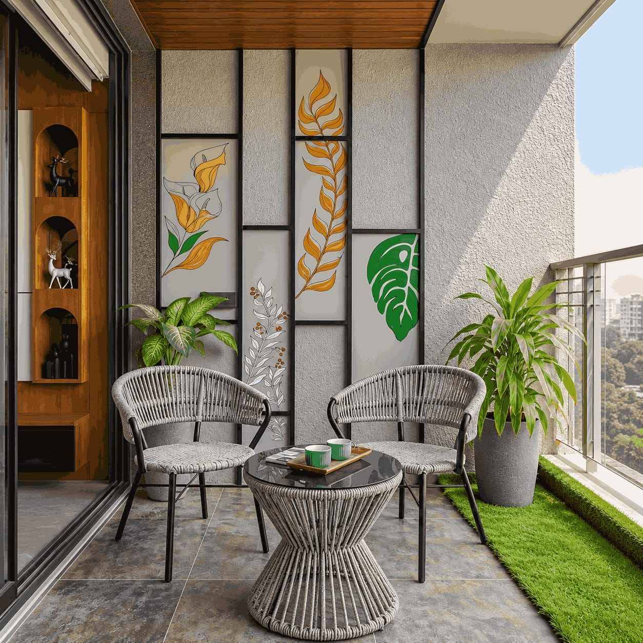 Elevated Green Balcony Retreat with Glass Railing | Anna Nagar image 2