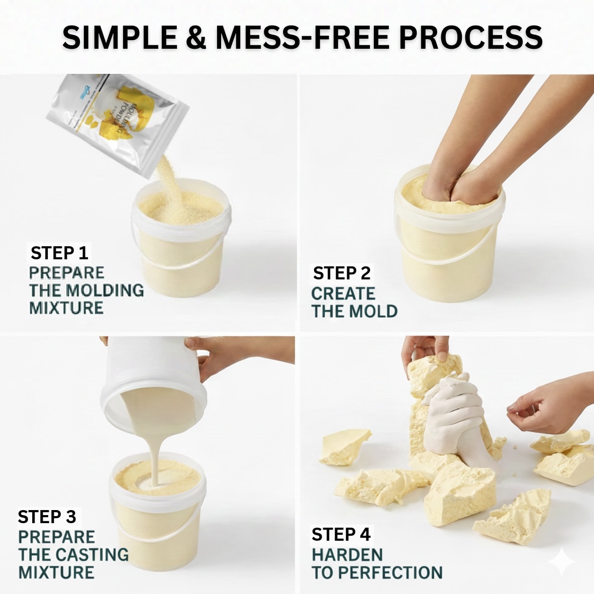 Couple Hand Casting Kit 3D Hand Mould & Casting  for Couples  1kg Casting Pack + 450g Moulding pack image 3