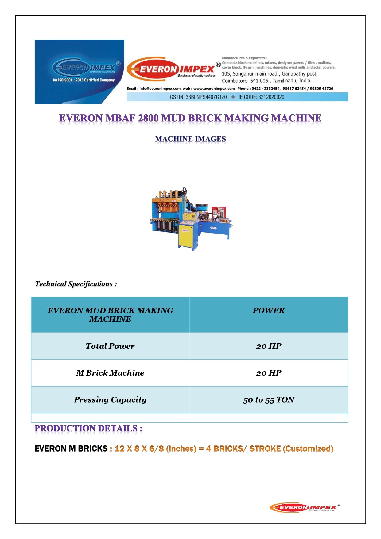 Fully Automatic Hydraulic Interlocking Brick Machine Manufacturers In Coimbatore – IBAF 2800 image 2
