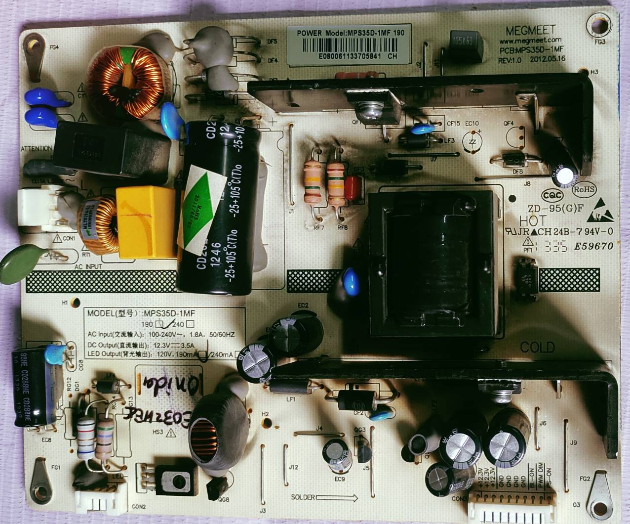 ONIDA LEO32HEX POWER SUPPLY BOARD, SMPS BOARD,#wb29 image 4