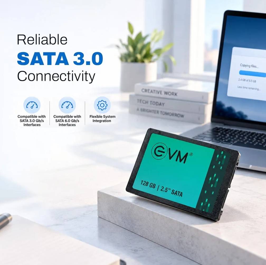 EVM 128GB SSD - 2.5 Inch (6.35 CM) SATA Solid-State Drive - Faster Boot-Up and Load Times with Read Speeds up to 500MB/s & Write Speeds up to 340MB/s- with 5 Year Warranty (EVM25/128GB) image 2
