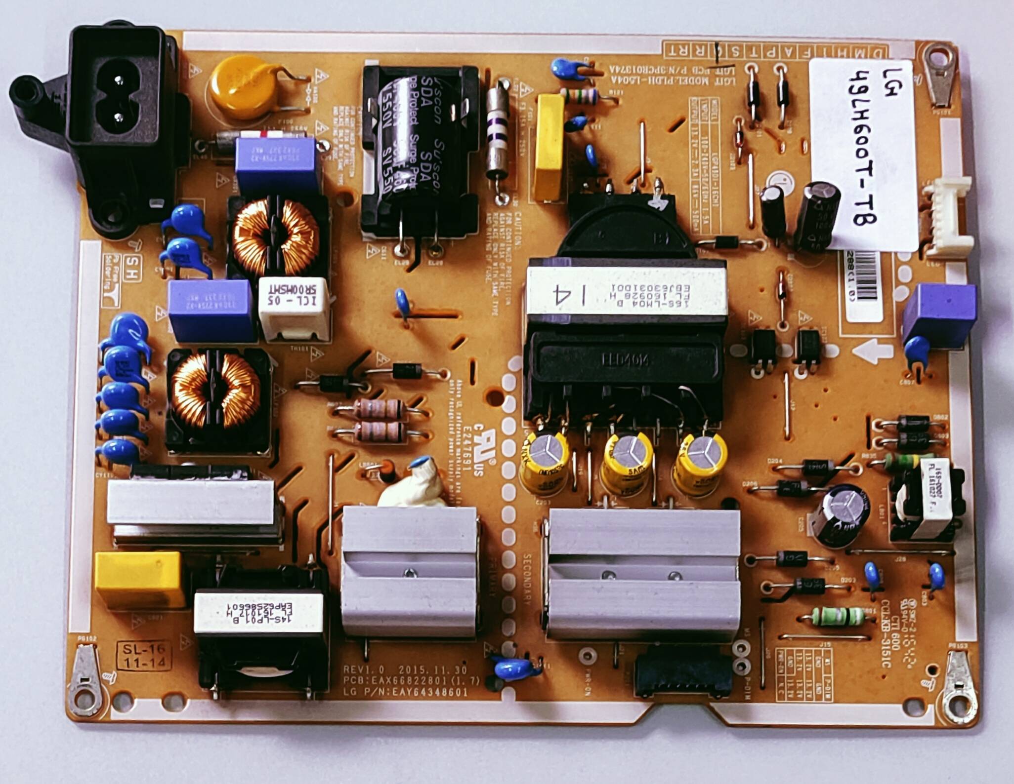 LG LED TV 49LH600-TB Power Supply Board, LG LED TV 49LH600-TB Smps Board, LG LED TV 49LH600-TB Power Supply PCB Board, #wb47 image 2