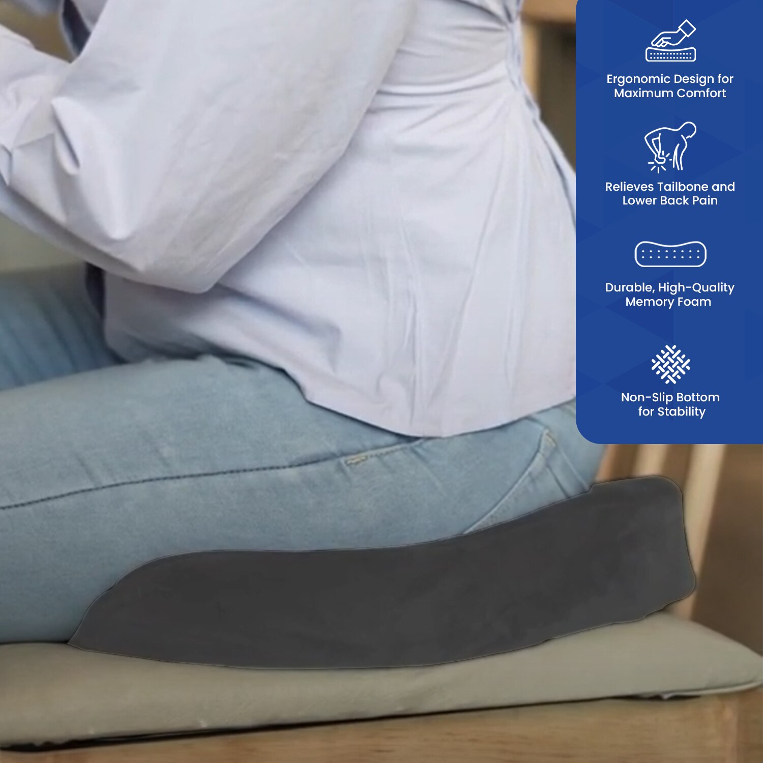 Pillow Tree Coccyx Seat Cushion – Orthopedic Comfort for Tailbone & Lower Back Relief image 4