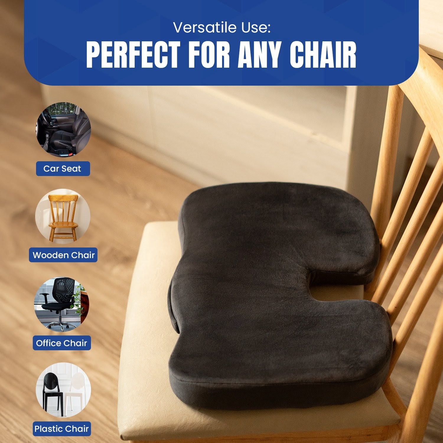 Pillow Tree Coccyx Seat Cushion – Orthopedic Comfort for Tailbone & Lower Back Relief image 3