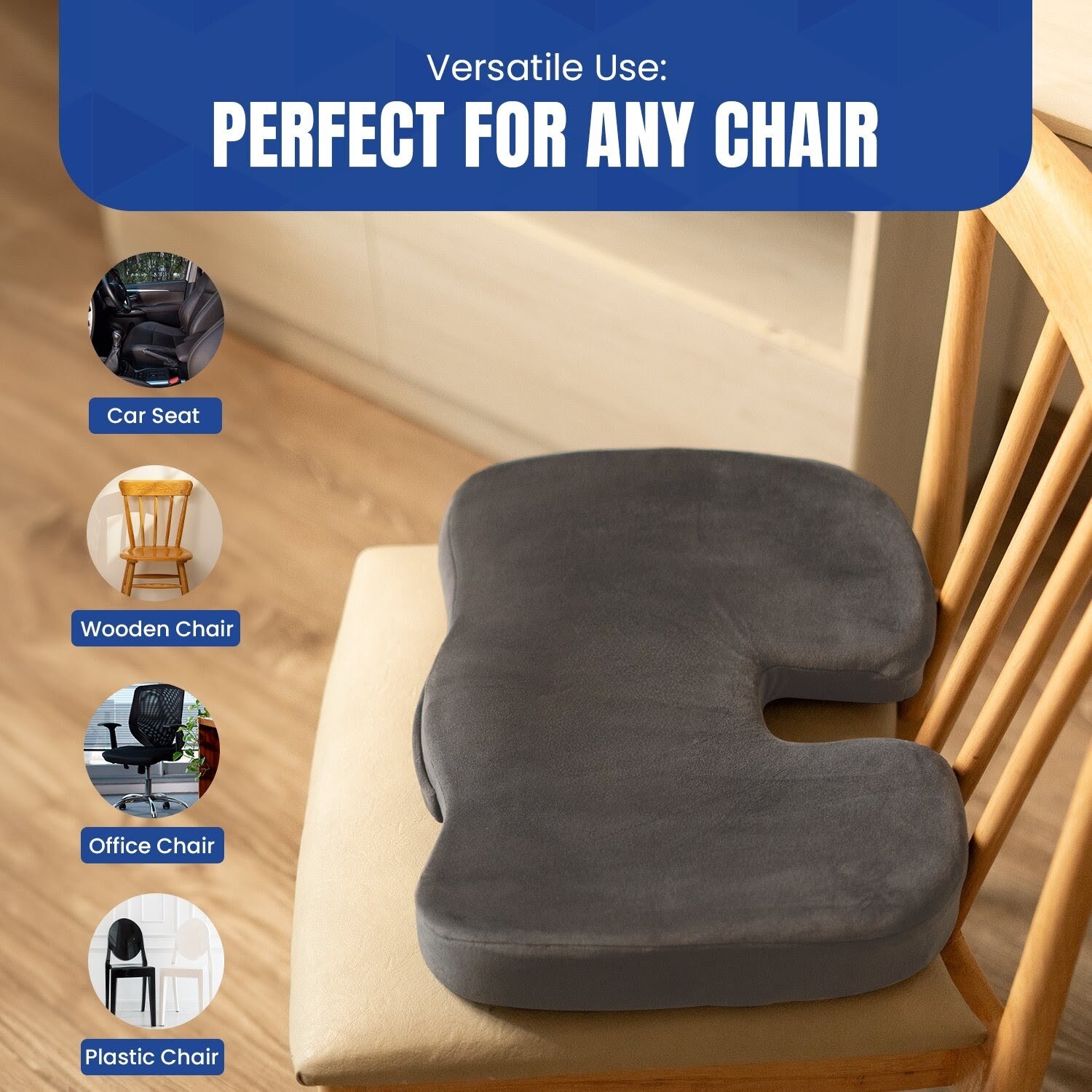 Pillow Tree Coccyx Seat Cushion – Orthopedic Comfort for Tailbone & Lower Back Relief image 3