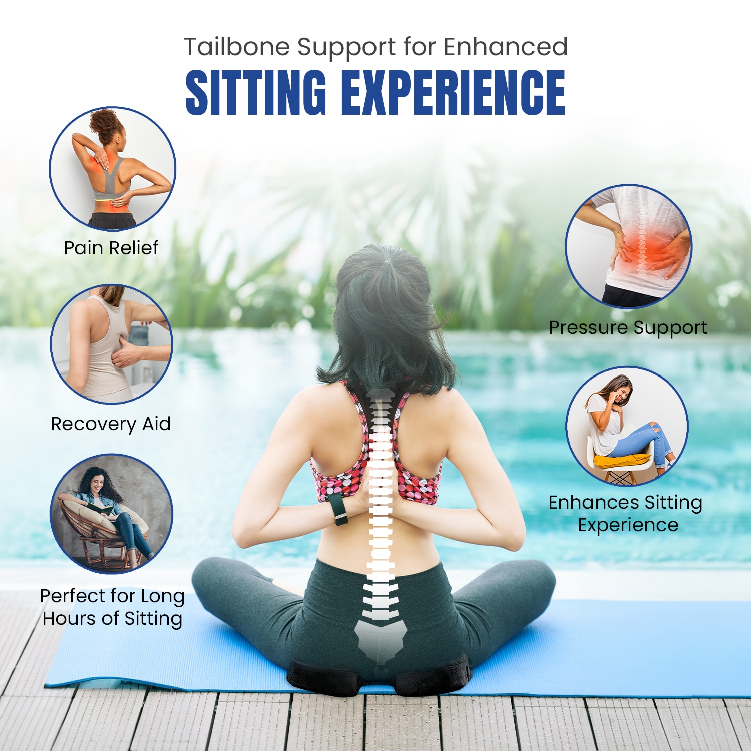 Pillow Tree Coccyx Seat Cushion – Orthopedic Comfort for Tailbone & Lower Back Relief image 2