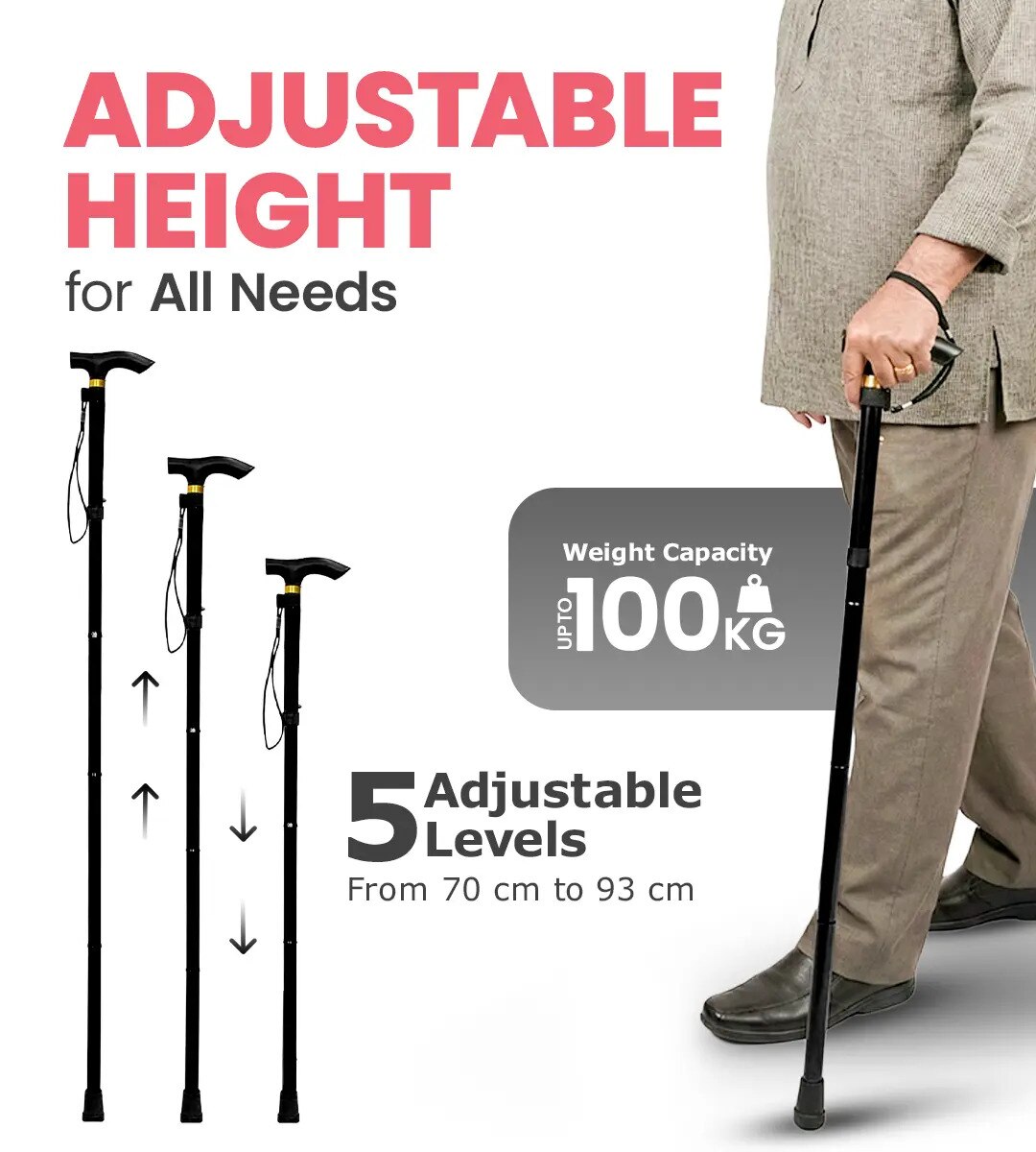Foldable Walking Stick (Black) image 6