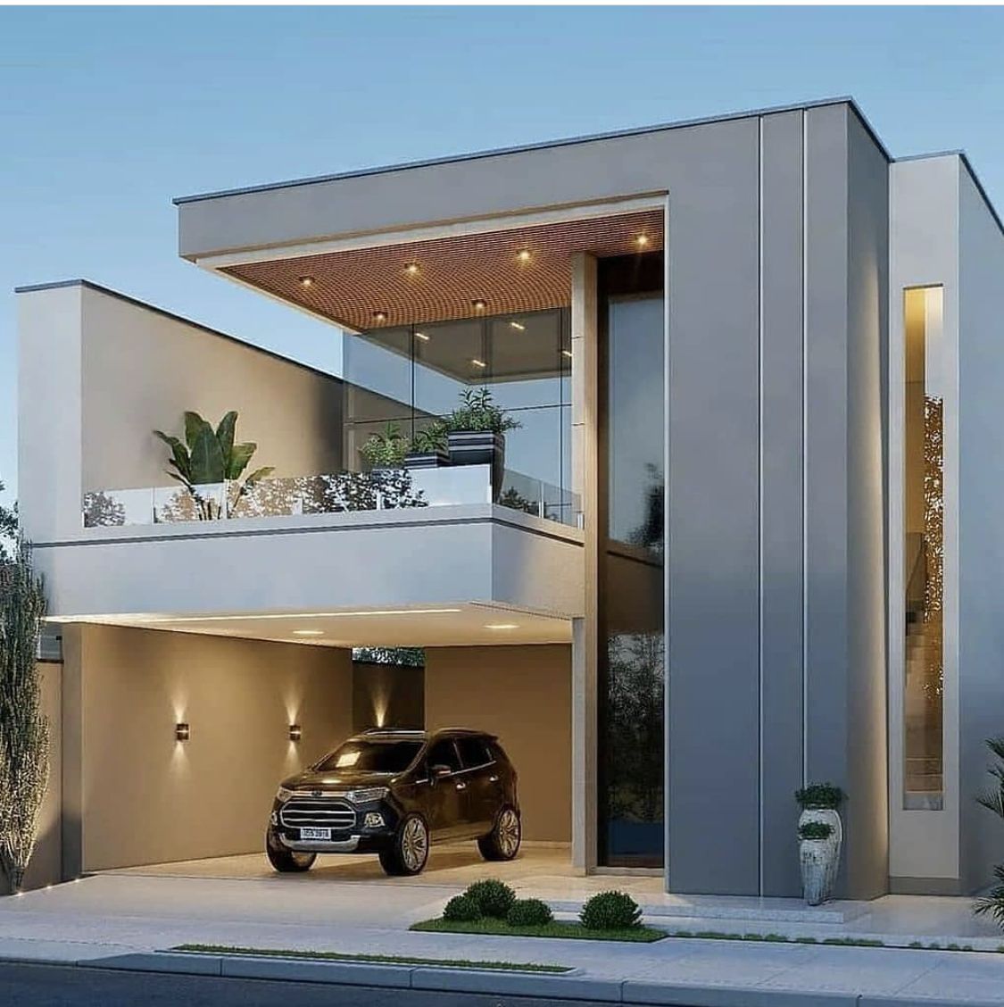 Contemporary Front Elevation Designs for Villas and Apartments image 3