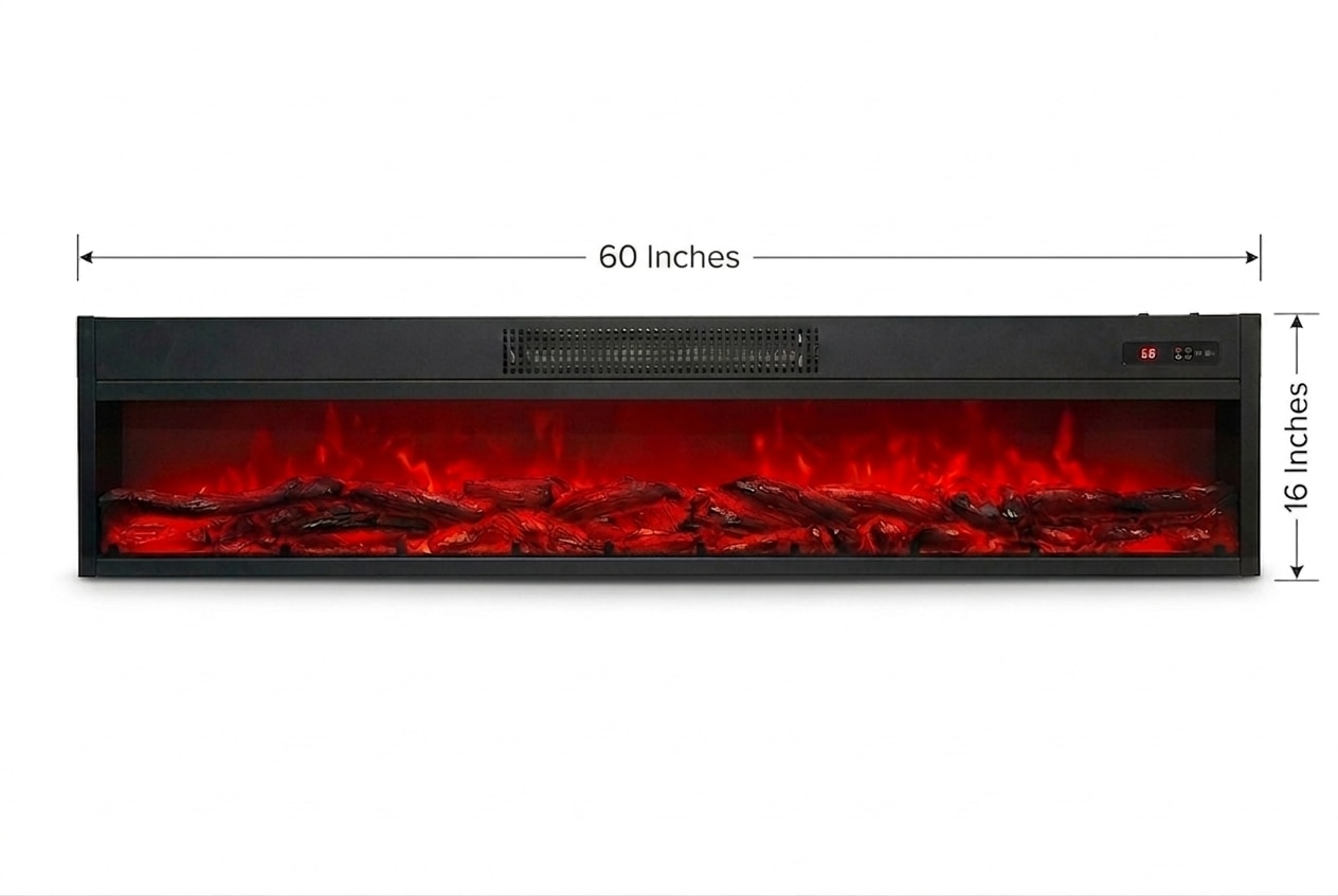Fireplacewale Classic Multi Color Electric Fireplace with Heater (60x16inch) image 2