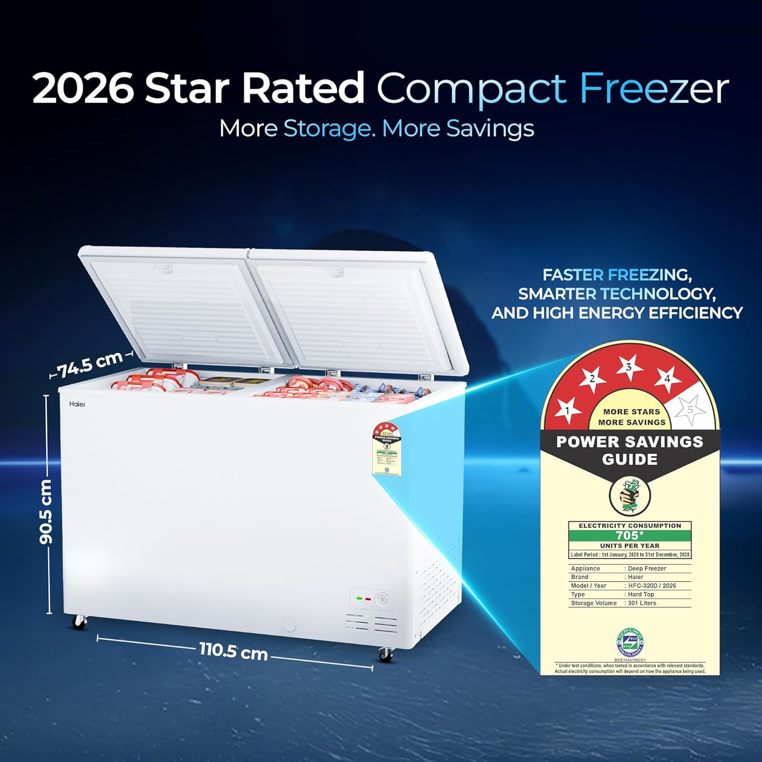 Haier Deep Freezer Hard Top HFC-320DPW4 image 2