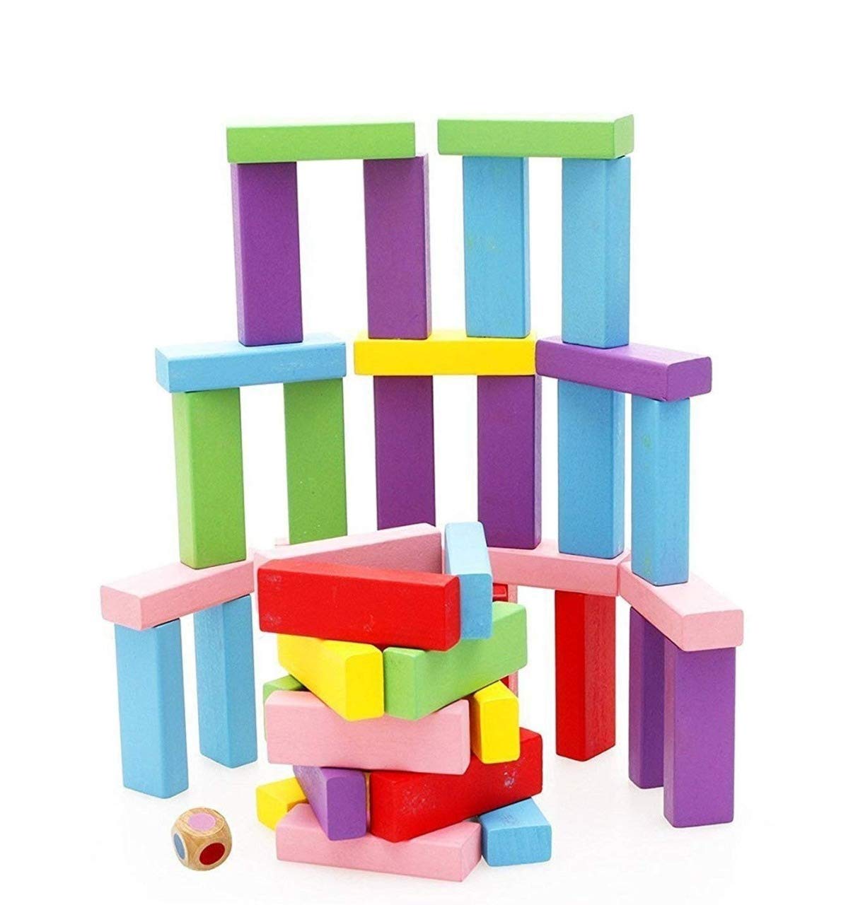 Patilmagic Color Wooden Blocks Timber Tower Tumbling Game, Jenga Game