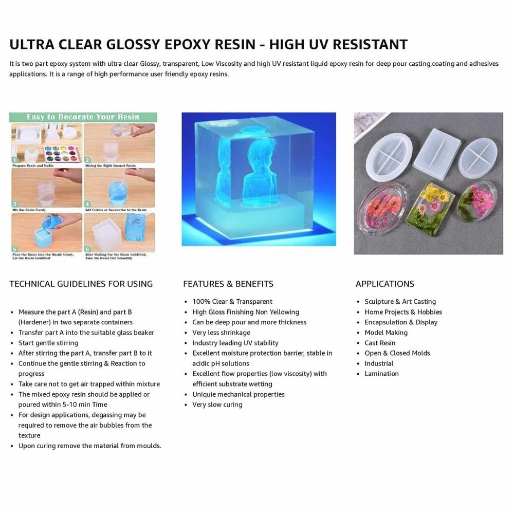 Epoxy Resin Ultra Clear 3:1 1.1kg Packing image 2