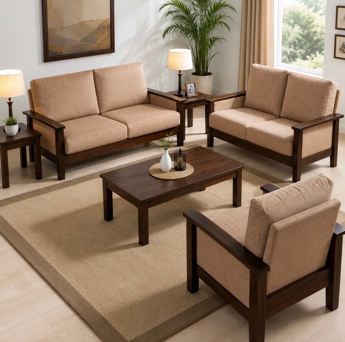 Wooden sofa SRV 2+1+1 Set image 2