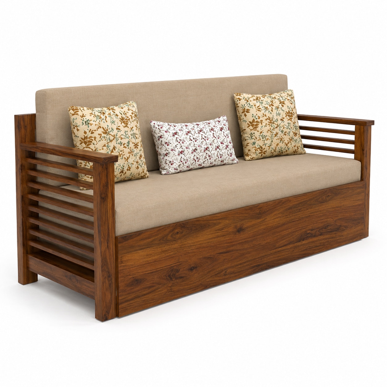 Strip Sofa cum bed Gloss honey finish image 2