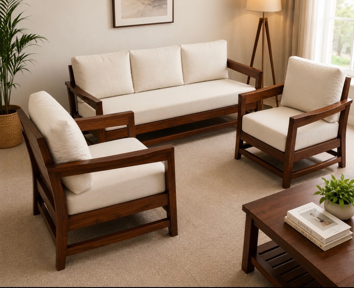 Indus Sofa 3+1+1 set mohogani finish image 2