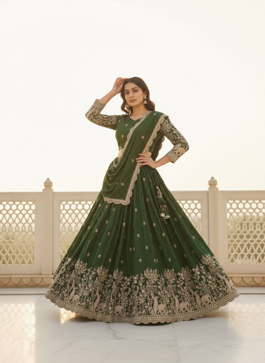 Traditional Embroidered Lehenga image 3