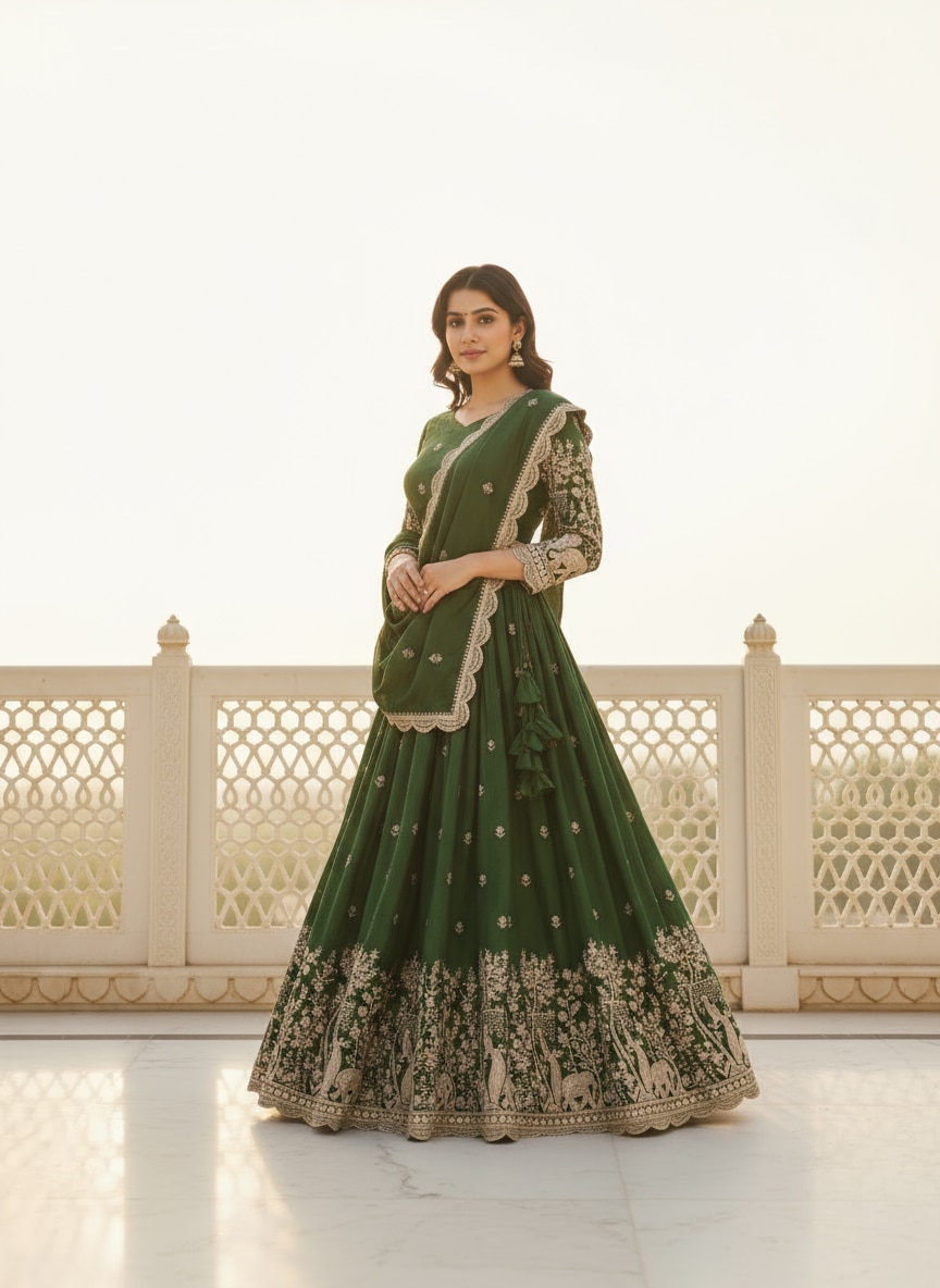 Traditional Embroidered Lehenga image 4