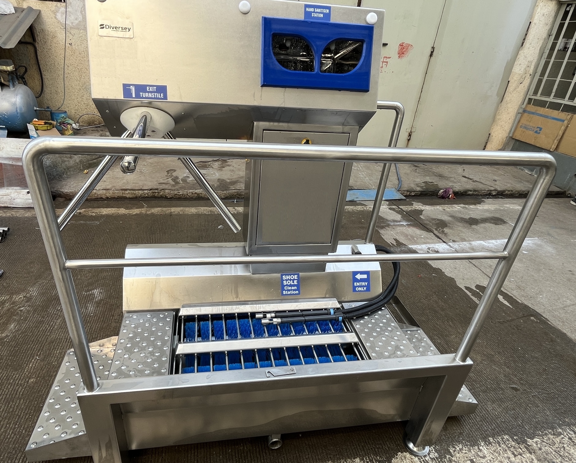 3-in-1 Industrial Hygiene Station | Sole Washer, Hand Sanitizer & Access Turnstile image 2
