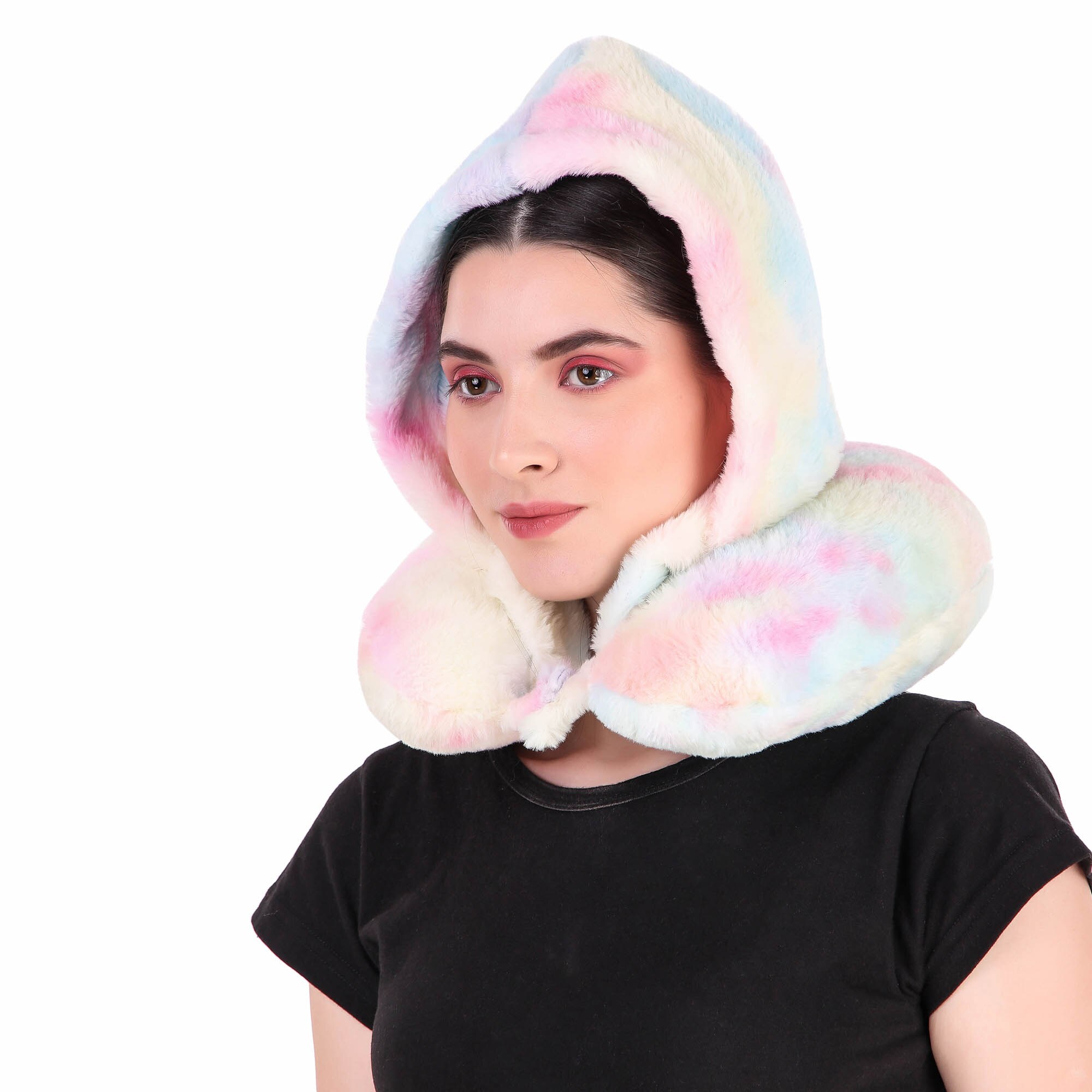 Premium Fur Hoodie Neck Pillow – Cozy Comfort & Privacy Anywhere image 4