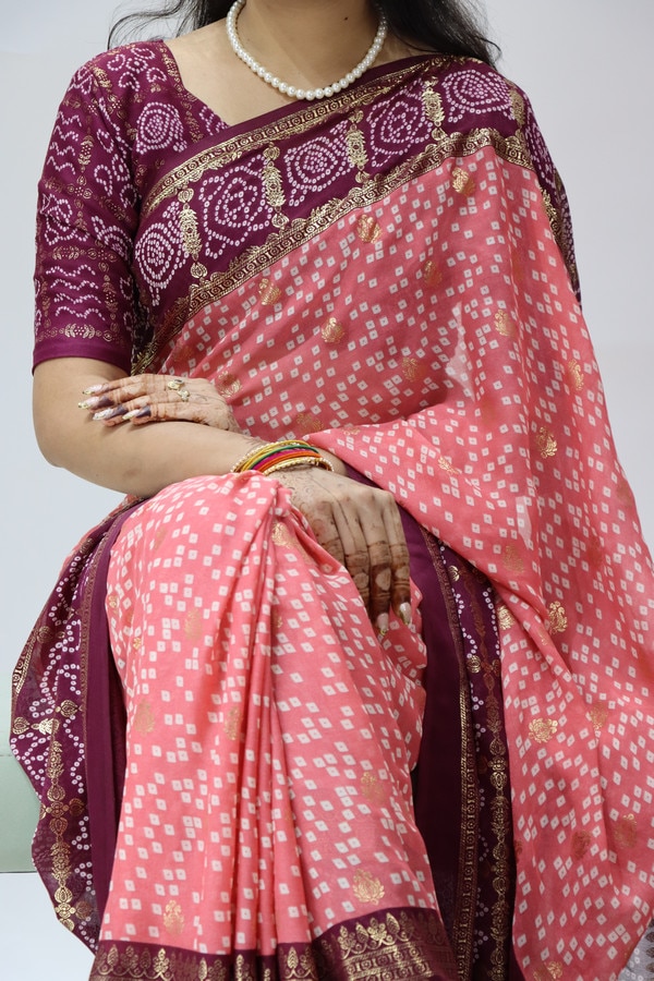 Foil Printed Bandhni Sarees image 3