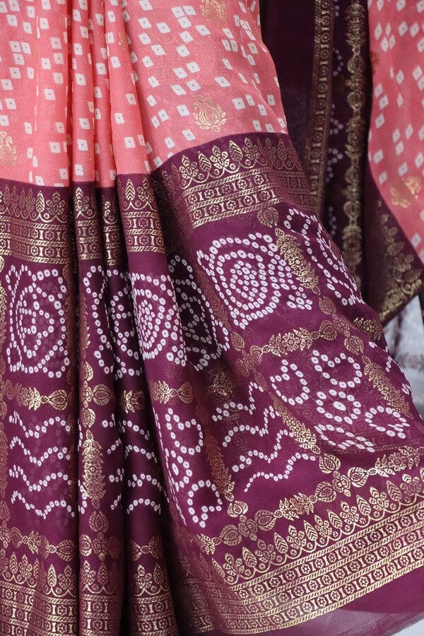Foil Printed Bandhni Sarees image 2