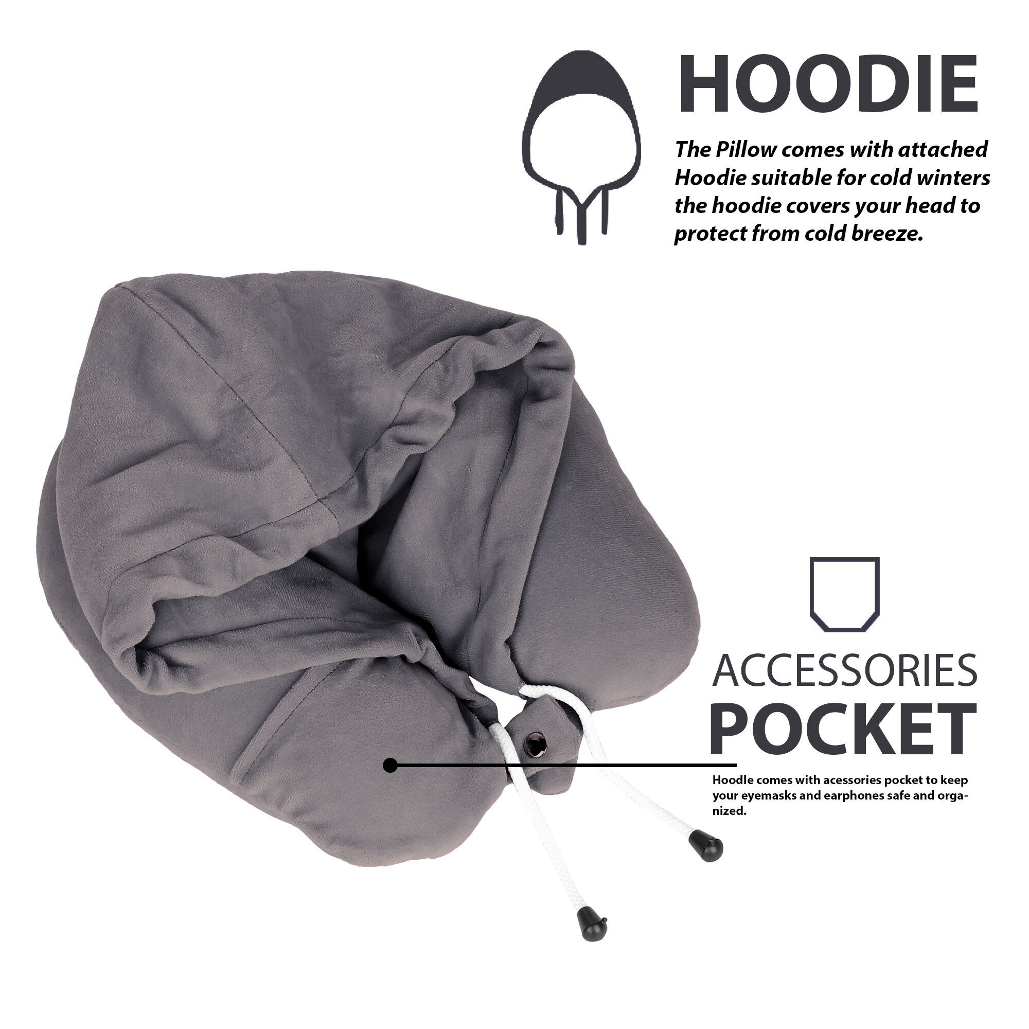 Neck Pillow with Hoddie (Eye mask) image 5