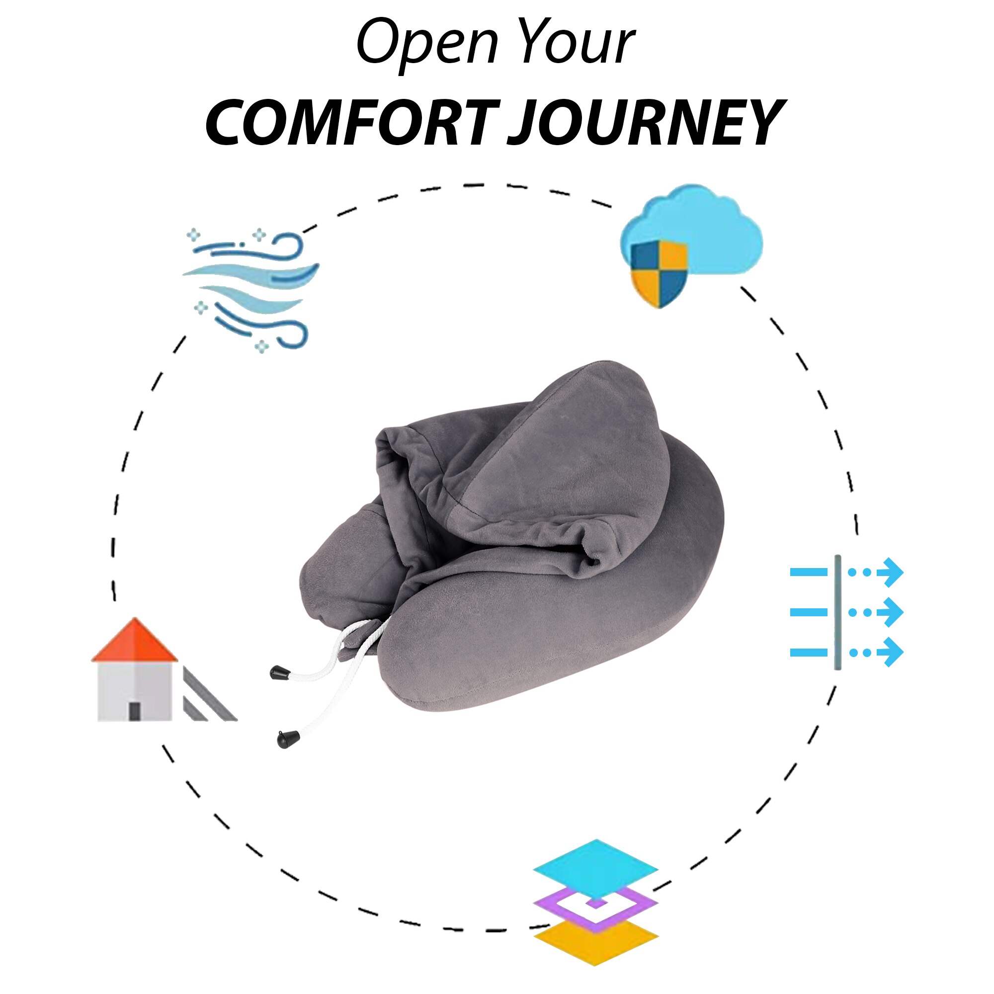 Neck Pillow with Hoddie (Eye mask) image 3
