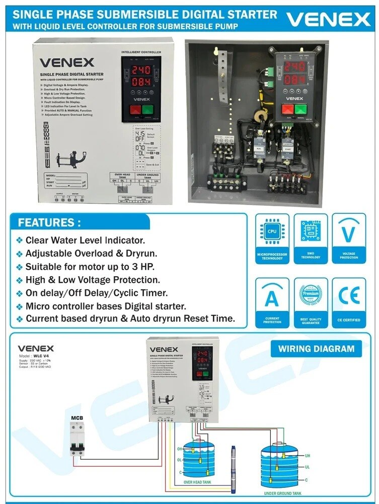 WLC V4 single phase Water Pump Control Panels with water level controller image 2